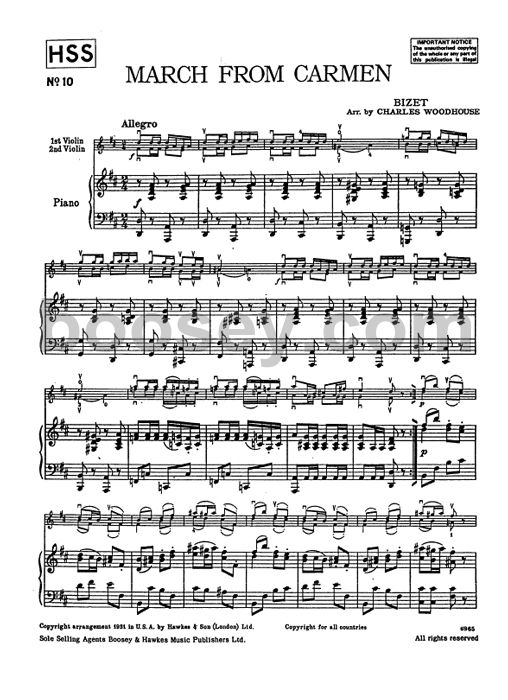 Georges Bizet March From Carmen Hawkes School Series 10 score