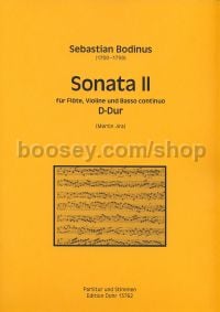 Sonata II in D major - flute, violin & basso continuo (score & parts)