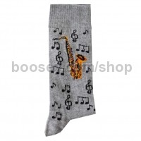 Socks - Saxophone & Notes (Grey) (Size 6-11)