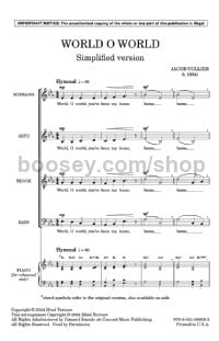 World O World (SATB & Piano - Simplified Version) - Digital Sheet Music