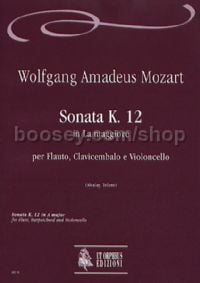Sonata K. 12 in A Major for Flute, Harpsichord & Cello (score & parts)