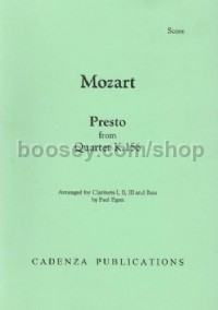 Presto from Quartet K156 (Clarinet Quartet)