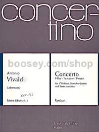 Concerto in F major PV 278 - 3 violins, string orchestra & basso continuo (score)