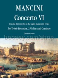 Concerto No. 6 for Treble Recorder (Flute), 2 Violins & Continuo (score & parts)