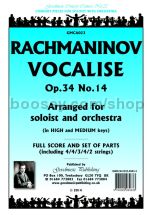 Vocalise Op. 34, No. 14 for soloist & orchestra (score & parts)