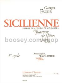 Sicilienne, extrait de 'Pelleas et Melisande' pour quatuor de fl tes et piano (ad lib.) (partition e