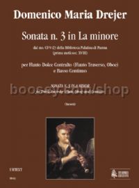 Sonata No. 3 in A Minor for Treble Recorder (Flute, Oboe) & Continuo (score & parts)