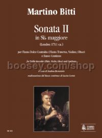 Sonata II in Bb Major for Treble Recorder (Flute, Violin, Oboe) & Continuo (score & parts)