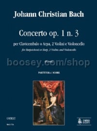Concerto Op. 1 No. 3 for Harpsichord or Harp, 2 Violins & Cello (score)