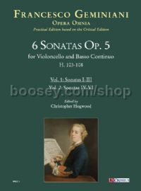 6 Sonatas Op. 5 (H. 103-108) for Cello & Basso Continuo - Vol. 1: Sonatas I-III (score & parts)