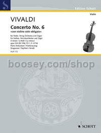Concerto No. 6 con violino solo obligato in A minor op. 3/6 RV 356, PV 1, F I/176 - violin & piano